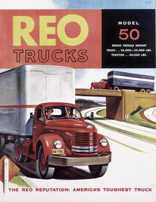 Poster advertising REO trucks, 1958