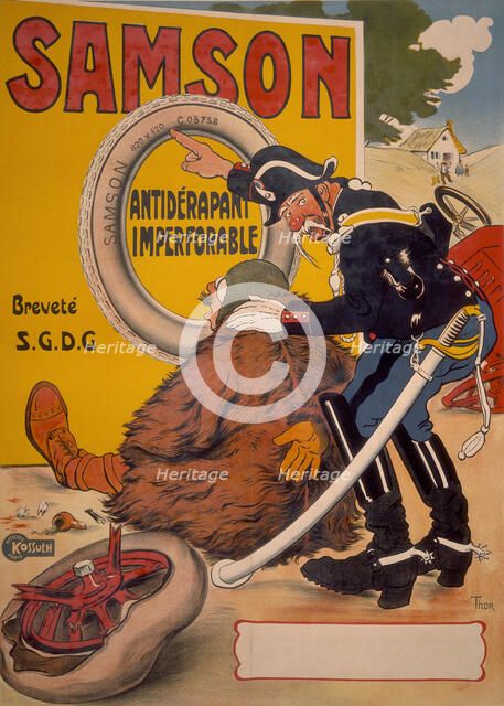 Poster advertising Samson tyres, 1905. Artist: Thor