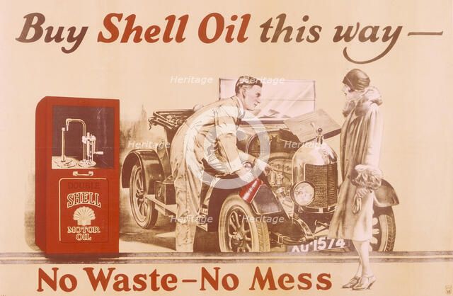 Poster advertising Shell oil, (c1920s?). Artist: Unknown