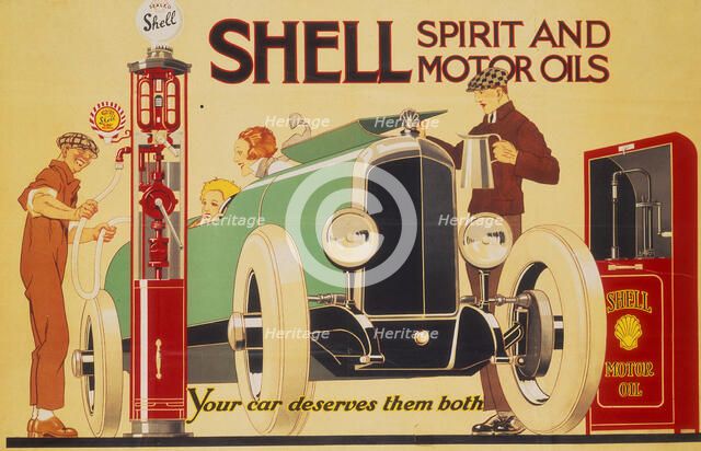 Poster advertising Shell spirit and motor oils.  Artist: René Vincent