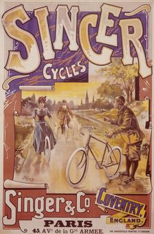 Poster advertising Singer bicycles, late 19th-early 20th century