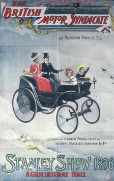 Poster advertising the British Motor Syndicate Stanley Show, 1896