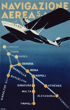 Poster advertising the company Navigazione Aerea, SA. Genova, 1932