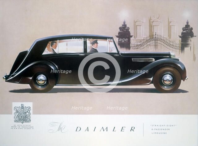 Poster advertising the Daimler Straight 8 limousine, 1947. Artist: Unknown