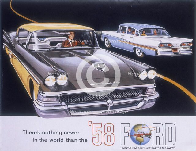 Poster advertising the Ford Fairlane car, 1958. Artist: Unknown