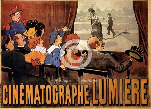 Poster advertising the Lumiere Brothers film 'L'arrosseur arrossé'.