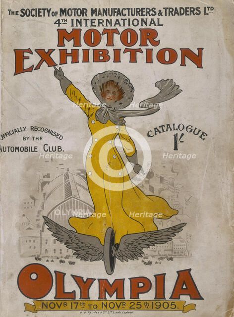 Poster advertising the Olympia Motor Exhibition, 1905. Artist: Unknown