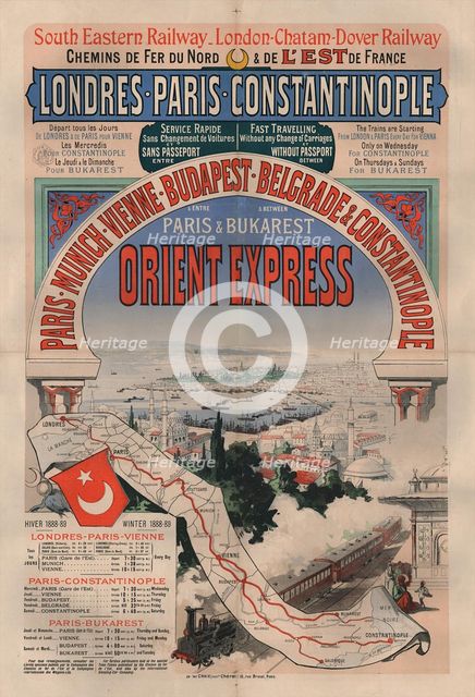 Poster advertising the Orient Express, 1888.