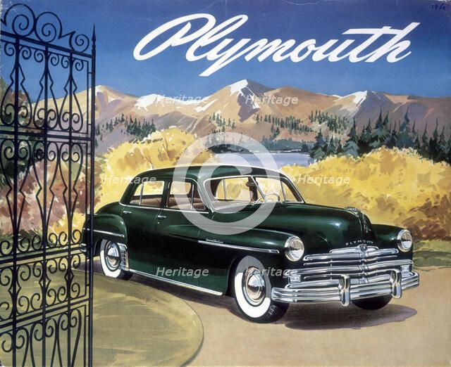 Poster advertising the Plymouth Special de Luxe Sedan, 1949. Artist: Unknown