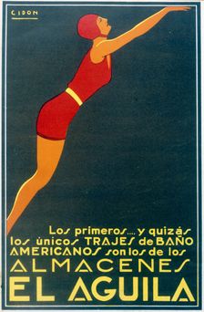 Poster advertising the swimsuits of Almacenes El Aguila in Barcelona, 1940. Creator: Cidon i Navarro, Francisco (1871-1941)