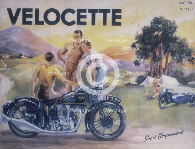 Poster advertising Velocette motor bikes, 1936. Artist: Unknown