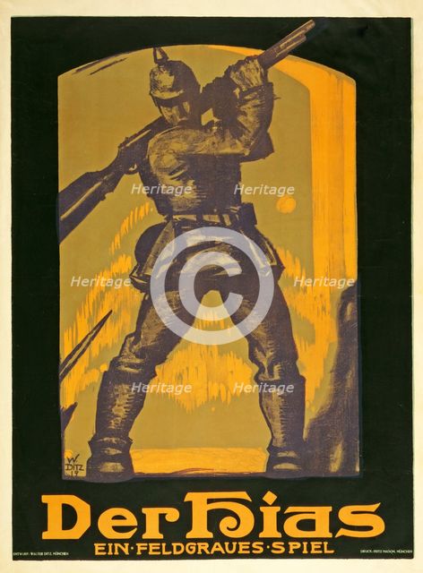 Poster advertisng a play Der Hias, ein feldgraues Spiel by Heinrich Gilardone, 1917.