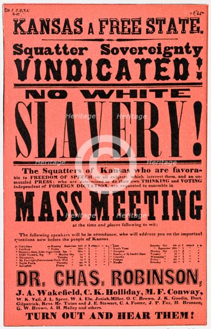 Poster against slavery in Kansas, 19th century. Artist: Unknown