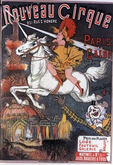 Poster announcing the Nouveau Cirque installed in Paris, drawing 1889