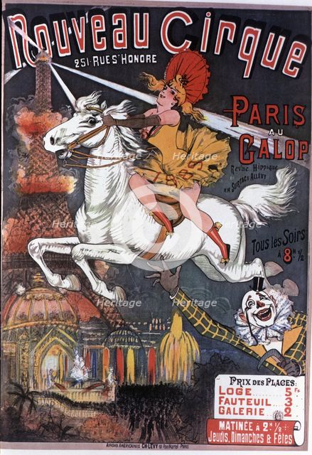 Poster announcing the 'Nouveau Cirque', installed in Paris, drawing 1889.