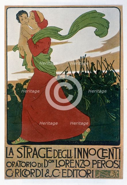 Poster announcing the oratorio 'The Slaughter of the Innocents', 1901. Creator: Flarkoff.