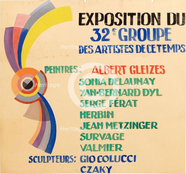 Poster design for the Exhibition "32e groupe des artistes de ce temps au Petit Palais à Paris", 1938 Creator: Gleizes, Albert (1881-1953).