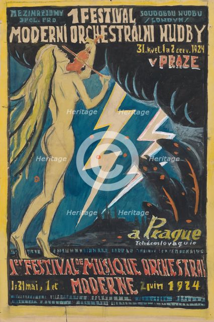 Poster for the 1st international festival of modern orchestral music, 1924. Creator: Jan Thain.