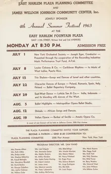 Poster for the 4th Annual Summer Festival at the East Harlem Fountain Plaza, c1963. Creator: James Weldon Johnson Community Center