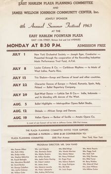 Poster for the 4th Annual Summer Festival at the East Harlem Fountain Plaza, c1963. Creator: James Weldon Johnson Community Center