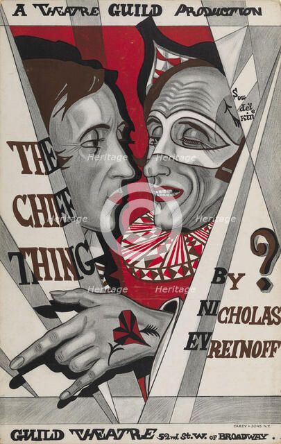 Poster for The Chief Thing, play by Nikolai Evreinov. Artist: Sudeykin, Sergei Yurievich (1882-1946)