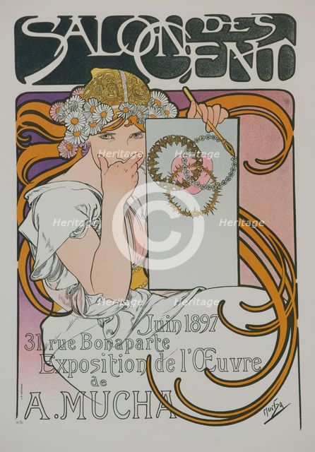Poster for the A. Mucha's exhibition in the Salon des Cent, 1897. Creator: Mucha, Alfons Marie (1860-1939).