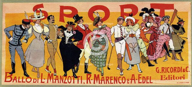 Poster for the ballet "Sport" by Luigi Manzotti and Romualdo Marenco, 1897. Creator: Edel (Colorno), Alfredo (1856-1912).