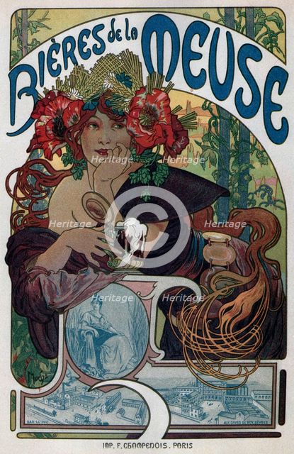 Poster for the Bieres de la Meuse, 1897. Artist: Mucha, Alfons Marie (1860-1939)