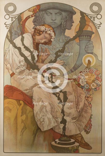 Poster for the exhibition The Slav Epic (Slovanská epopej), 1928. Creator: Mucha, Alfons Marie (1860-1939).