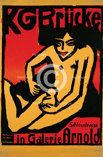 Poster for the exhibition of the artists' group "Die Brücke" at the Arnold Gallery Dresden, 1910. Creator: Kirchner; Ernst Ludwig (1880-1938).