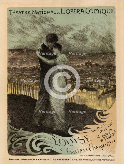 Poster for the Oper Louise by Gustave Charpentier, 1900. Artist: Rochegrosse, Georges Antoine (1859-1938)