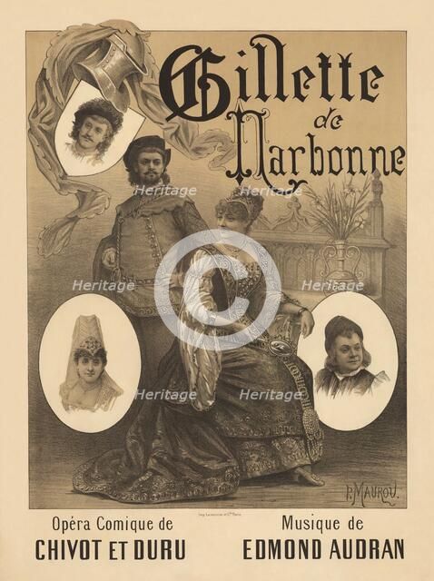Poster for the Opera Gillette de Narbonne by Edmond Audran, 1882. Creator: Maurou, Paul (1848-1931).