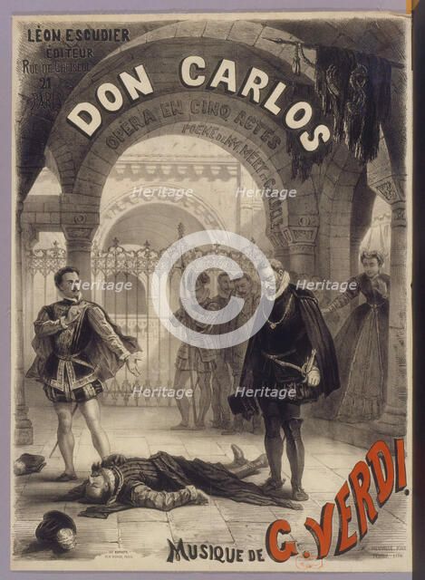 Poster for the Opera Don Carlos by Giuseppe Verdi, 1867. Creator: Neuville, Alphonse Marie, de (1835-1885).