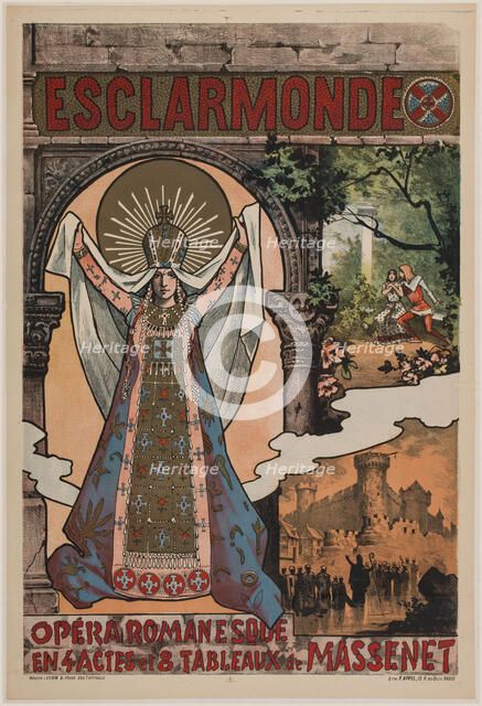 Poster for the Opera "Esclarmonde" by Jules Massenet, 1889. Creator: Anonymous.