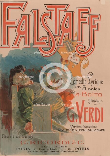 Poster for the opera Falstaff by Giuseppe Verdi, 1894. Creator: Hohenstein, Adolfo (1854-1928).