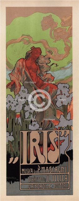 Poster for the Opera Iris by Pietro Mascagni, 1898. Artist: Hohenstein, Adolfo (1854-1928)