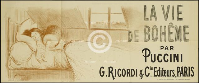 Poster for the opera La Bohème by Giacomo Puccini, 1895. Creator: Forain, Jean-Louis (1852-1931).