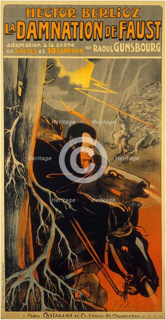 Poster for the Opera "La damnation de Faust" by Hector Berlioz, c. 1910. Creator: Dola (Edmond Vernier), Georges (1872-1950).