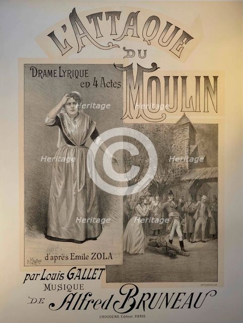 Poster for the Opera L'attaque du moulin by Alfred Bruneau, 1893.