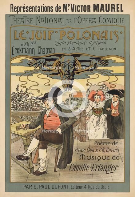Poster for the Opera Le Juif polonais (The Polish Jew) by Camille Erlanger, 1900. Creator: Presseq, Henri C. R. (active ca 1900).