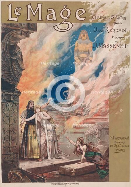 Poster for the Opera Le Mage by Jules Massenet, 1891. Creator: Edel (Colorno), Alfredo (1856-1912).