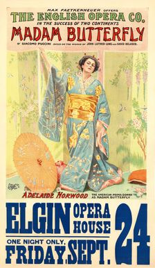 Poster for the Opera Madama Butterfly by G. Puccini, 1900s. Creator: Anon