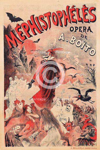 Poster for the opera "Mefistofele" by Arrigo Boito, c1895. Creator: Anon.