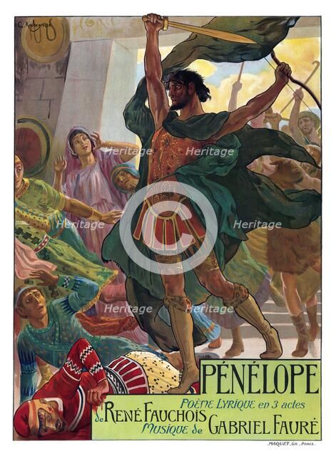 Poster for the Opera Pénélope by Gabriel Fauré, 1913. Creator: Rochegrosse, Georges Antoine (1859-1938).