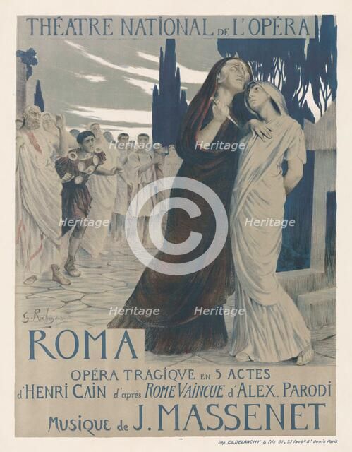 Poster for the Opera Roma by Jules Massenet, 1912. Creator: Rochegrosse, Georges Antoine (1859-1938).