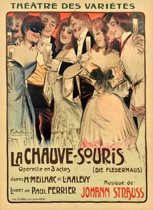 Poster for the operetta Die Fledermaus (The Flittermouse or The Revenge of the Bat) by Johann Straus Creator: Dola (Edmond Vernier), Georges (1872-1950)
