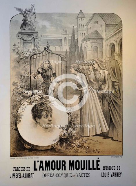 Poster for the Operetta L'amour mouillé by Louis Varney, 1887.