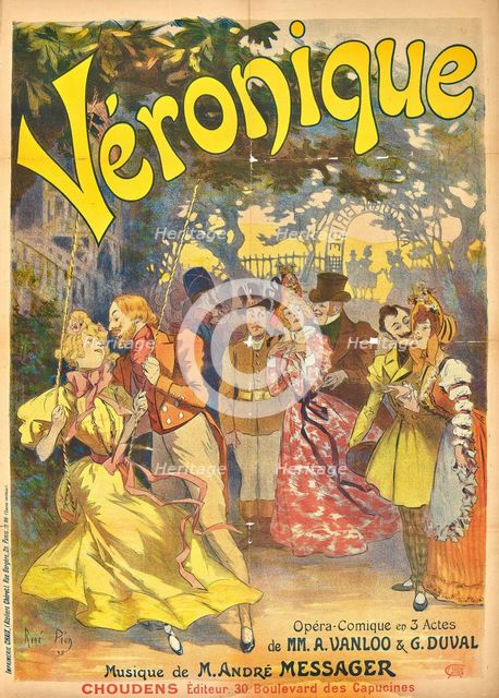 Poster for the operetta "Véronique" by André Messager, 1898. Creator: Rene Pean.