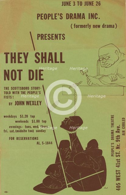 Poster for the stage production They Shall Not Die, c1949. Creator: Amalgamated Lithographers of America.