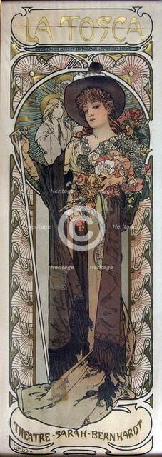 Poster for the Play La Tosca by Victorien Sardou, 1899. Artist: Mucha, Alfons Marie (1860-1939)